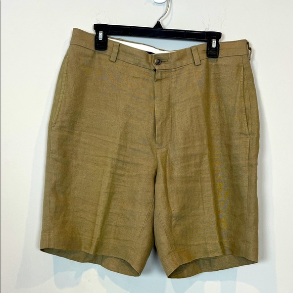 Brooks Brothers Men's 100% Irish Linen Flat Front Shorts 33 Waist 9 Inseam - Picture 1 of 7